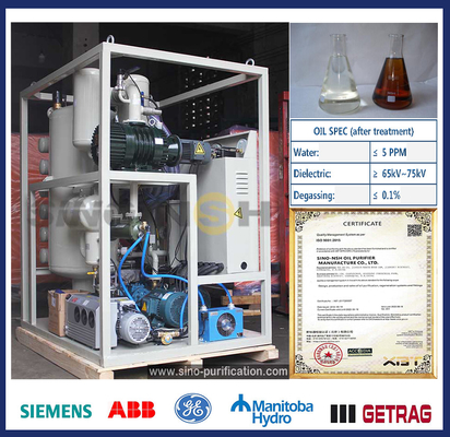 Small Size Vacuum Transformer Oil Purifier 3000L / H Portable