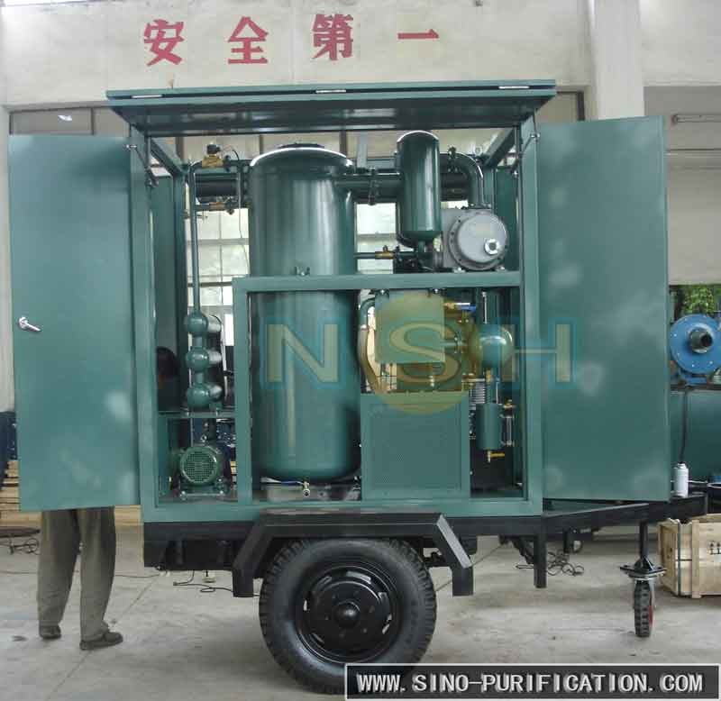 Trailer-Mounted Outdoor Vacuum Oil Purifier Metallic Enclosure 600-18000LPH Flow Capacity
