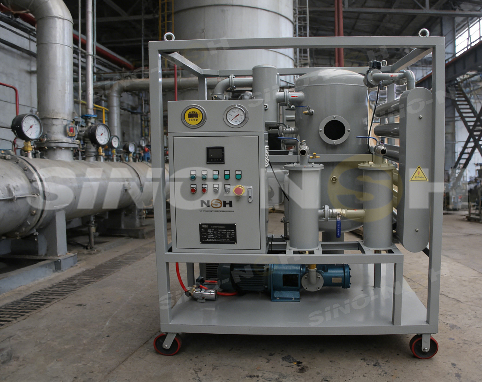Double Stage Vacuum Transformer Oil Purifier Dehydration Degassing Impurity Removal 6000L/H 100 C
